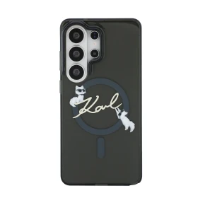 Zadní kryt Karl Lagerfeld IML Choupette Karl Script Logo Magnetic pro Samsung Galaxy S26 Ultra, černá