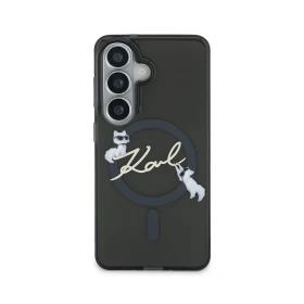 Zadní kryt Karl Lagerfeld IML Choupette Karl Script Logo Magnetic pro Samsung Galaxy S26, černá
