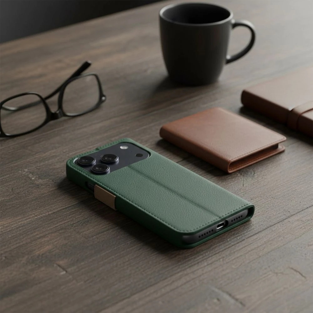 Split Book case for IPHONE 17 PRO MAX green gold