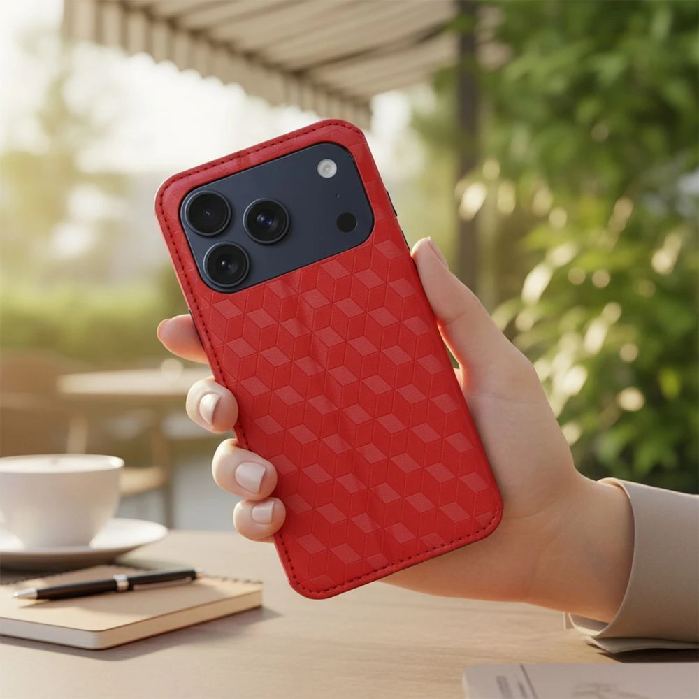 Flip case for iPhone 17 Cubic Book red