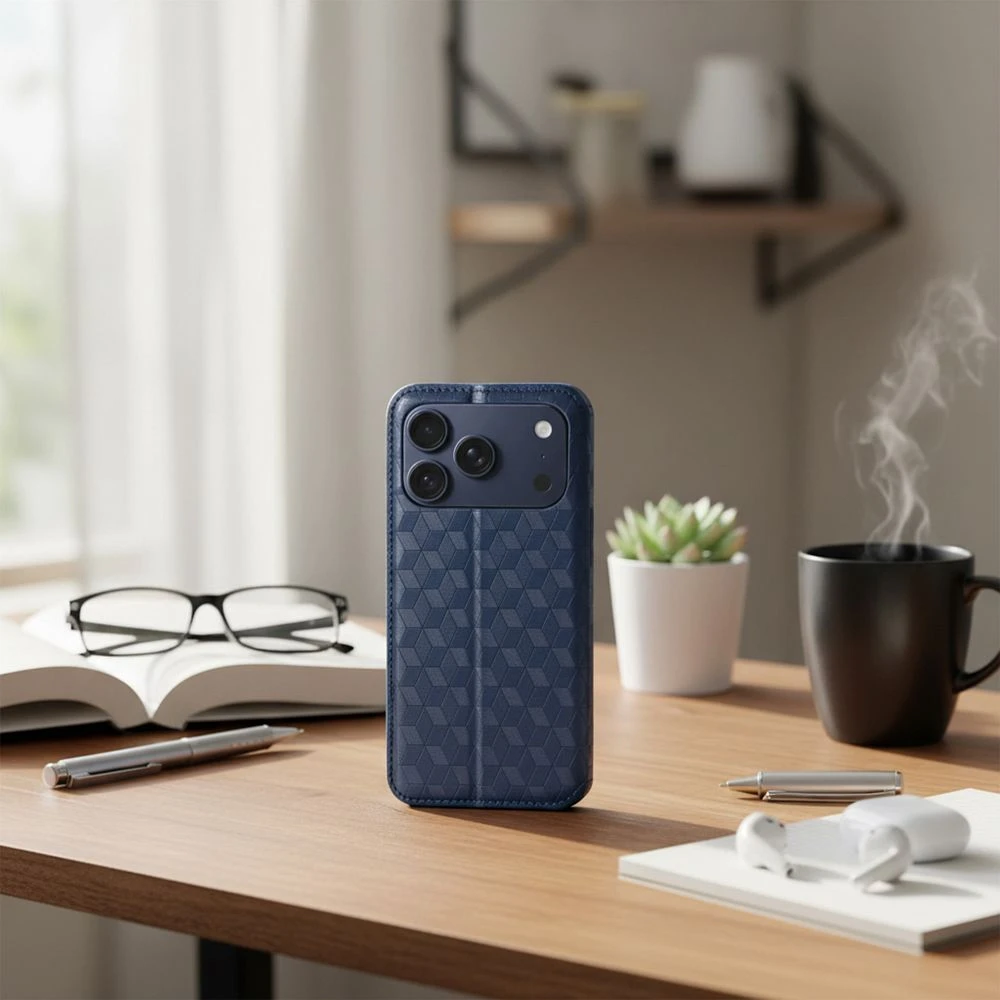 Flip case for iPhone 17 PRO MAX Cubic Book blue