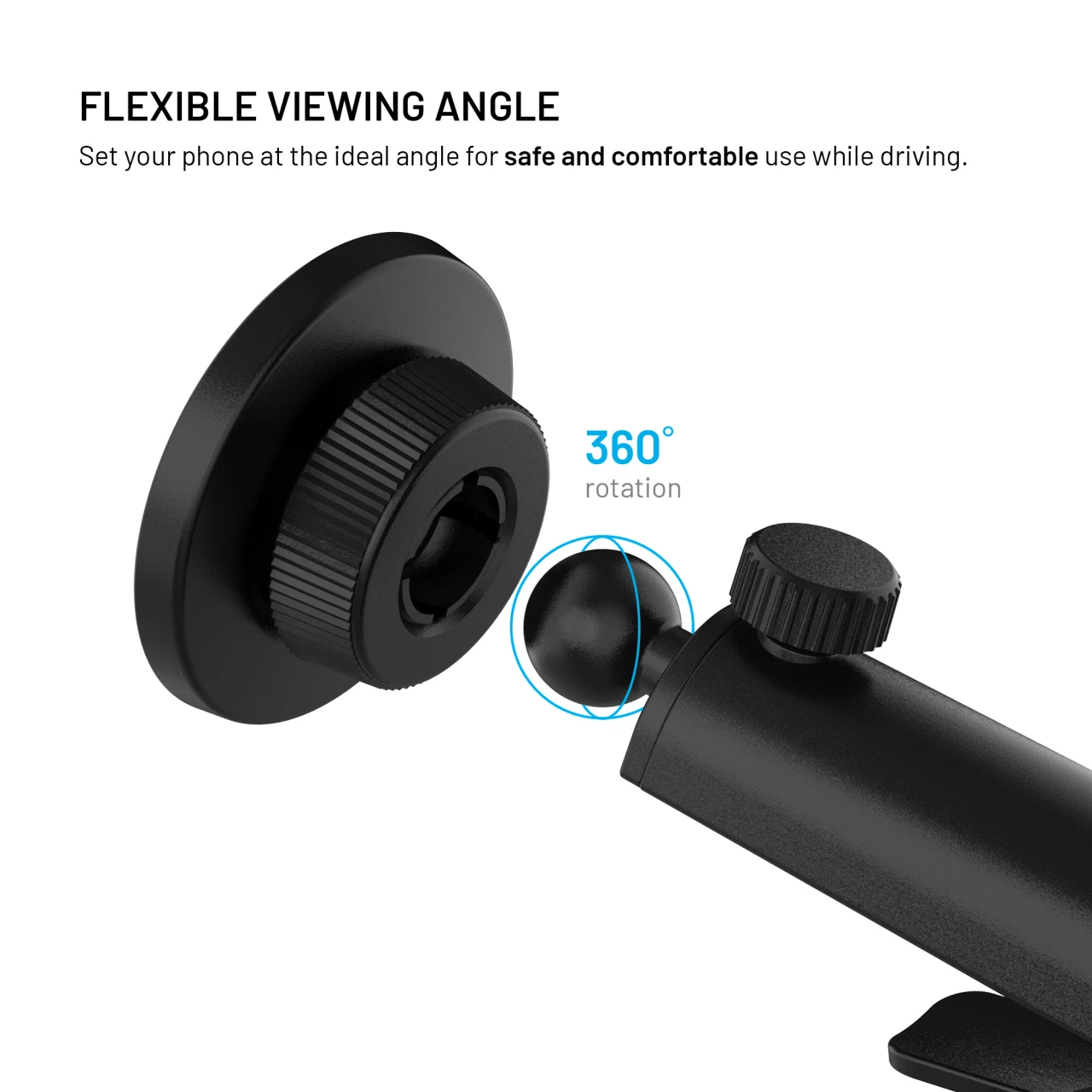 Magnetický držák FIXED MagCircle XL s přísavkou na sklo nebo palubní desku a podporou MagSafe, černý