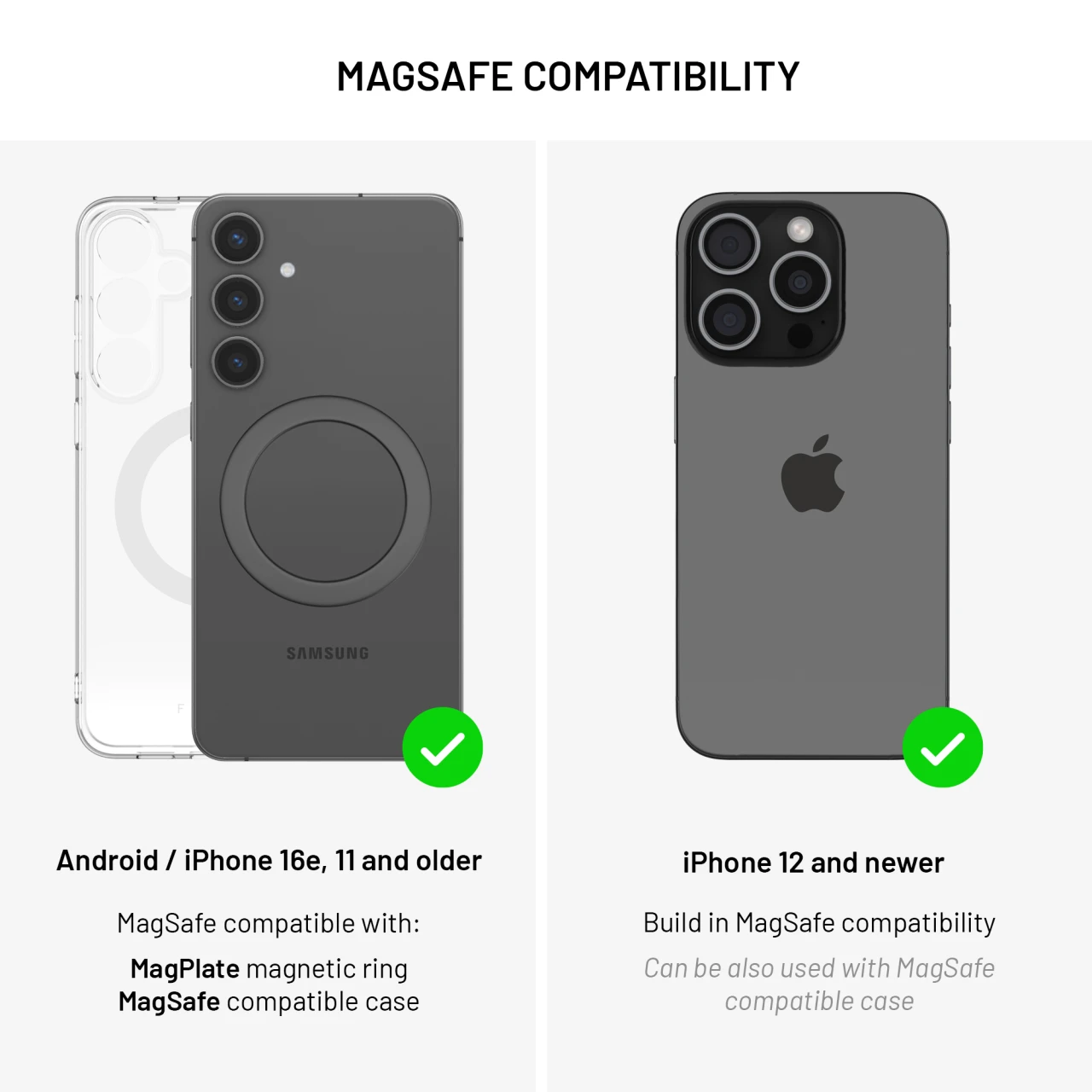 Magnetický držák FIXED MagCircle do ventilace s podporou MagSafe, černý