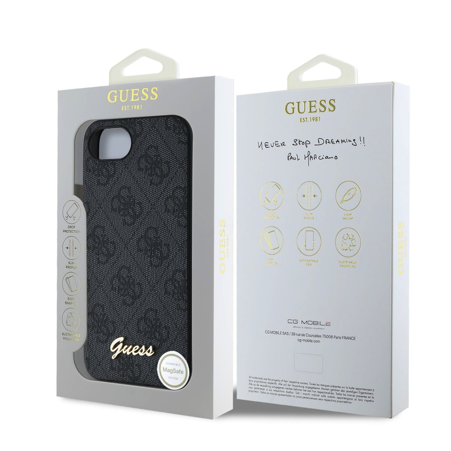 Zadní kryt Guess 4G Charm pro Samsung Galaxy A37, černá