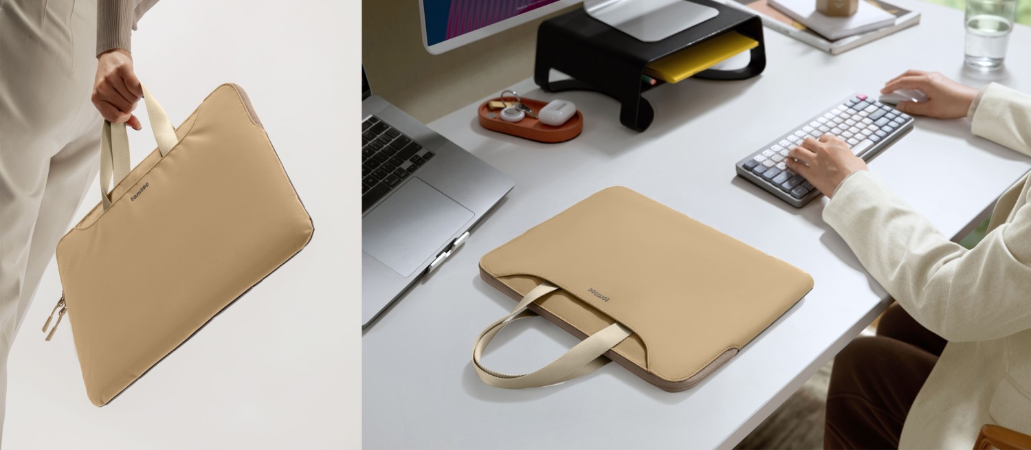 Taška tomtoc Light-A21 Dual-color Slim Laptop Handbag, 13,5 Inch, cookie (obrázek 3)