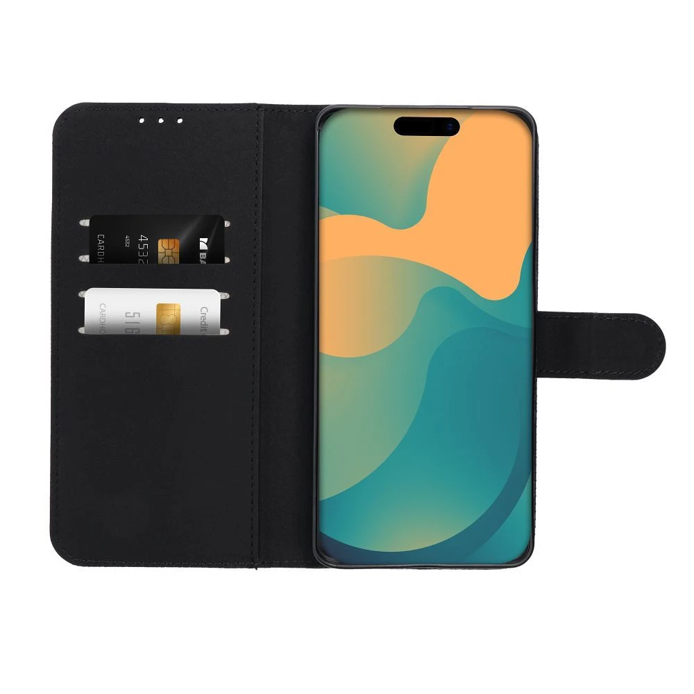 Anti-Theft 4Card RFID Book Case for Samsung A37 black tech fabric