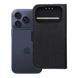Anti-Theft 4Card RFID Book Case for IPHONE 17 PRO MAX black tech fabric