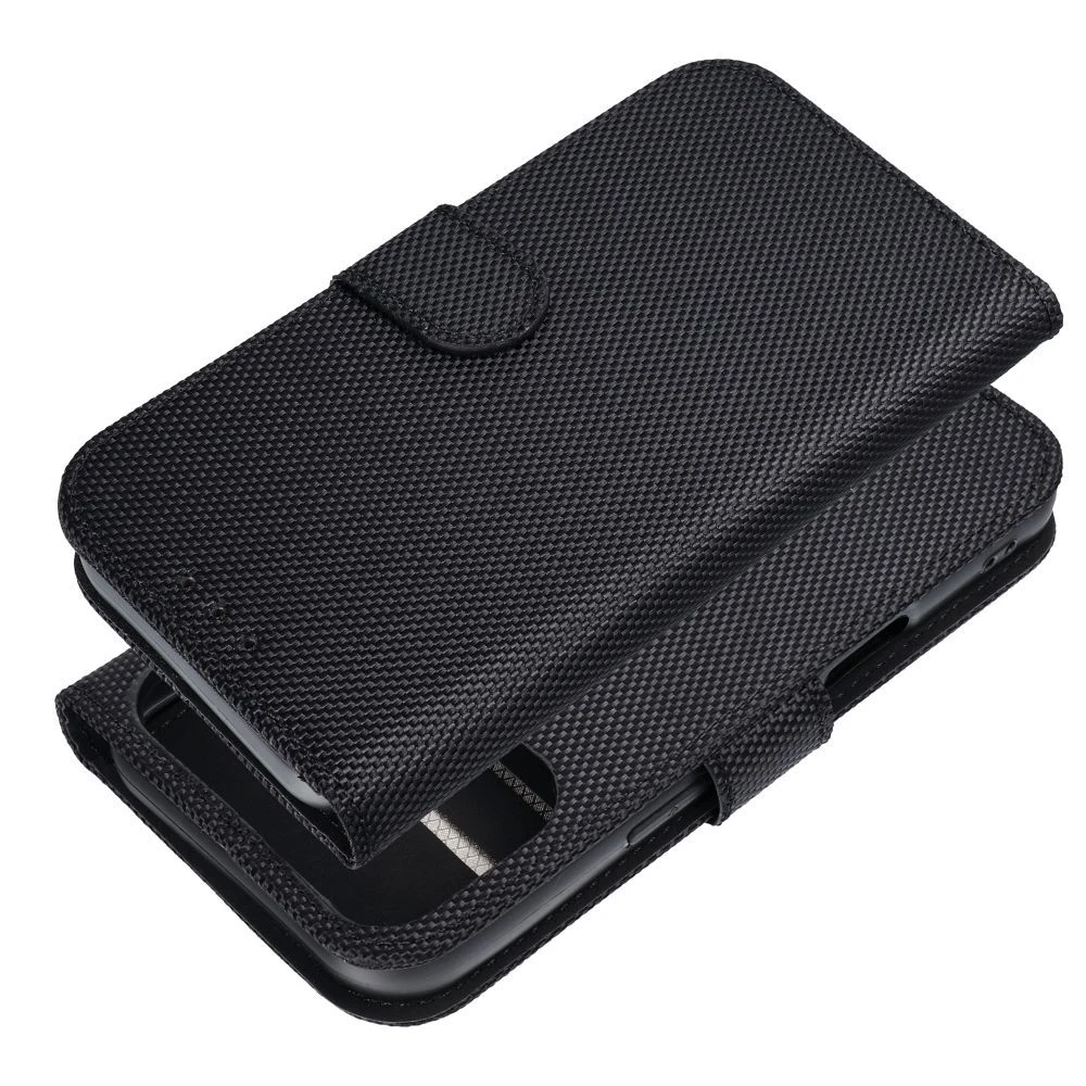 Anti-Theft 4Card RFID Book Case for IPHONE 17 PRO MAX black tech fabric