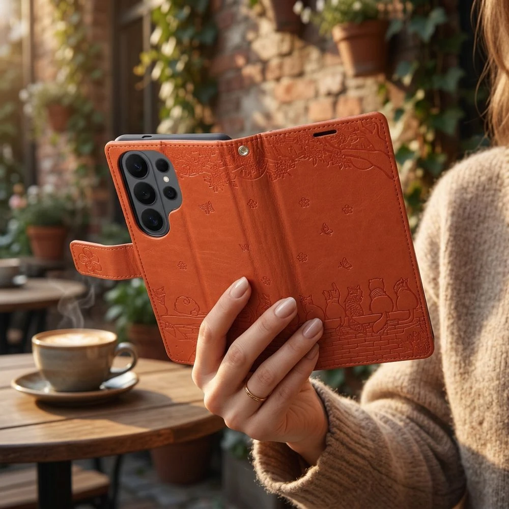 Flipové pouzdro MEZZO Book case pro Xiaomi Redmi Note 15 Pro 4G, cats brown (obrázek 4)