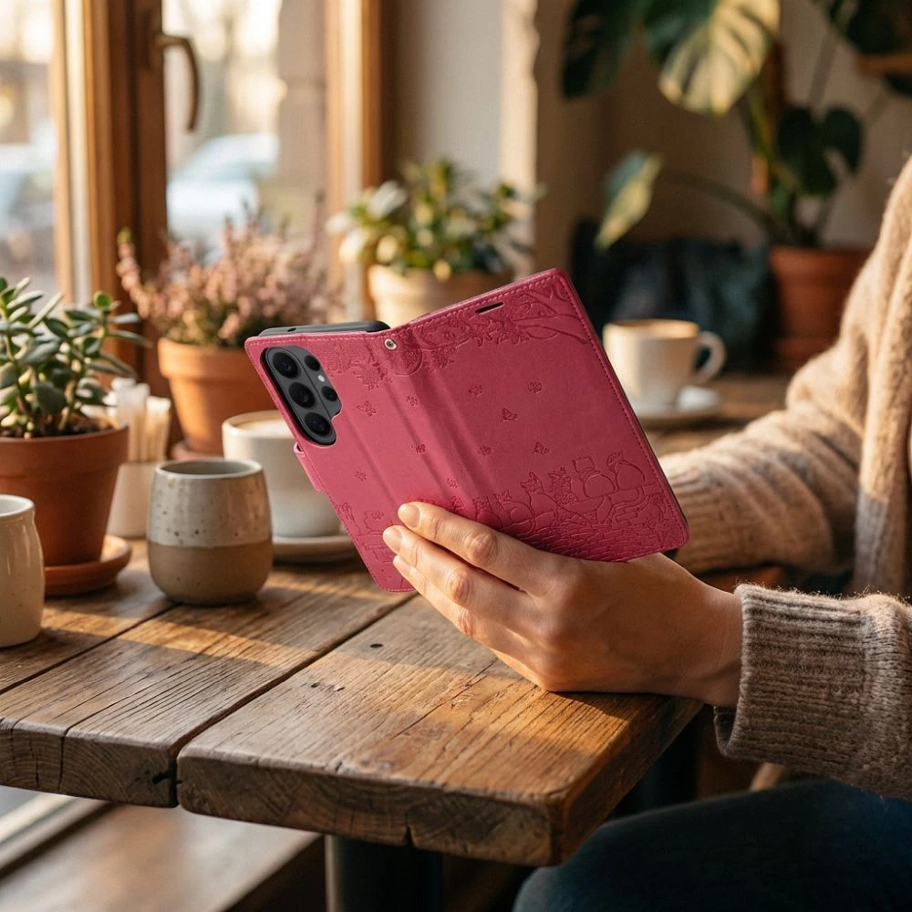 Flipové pouzdro MEZZO Book case pro Xiaomi Redmi Note 15 Pro+ 5G, cats red (obrázek 5)