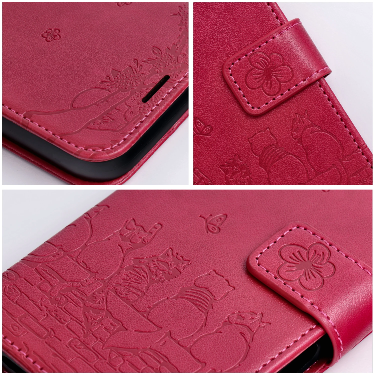 MEZZO Book case for SAMSUNG A37 cats red