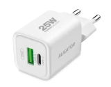 Rychlá nabíječka ALIGATOR Mini, PD 25W, USB + USB-C, bílá