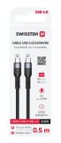 Swissten datový video kabel USB 4.0, USB-C, 240W, 8K@60Hz, 40 GB/s, 0,5m, černá