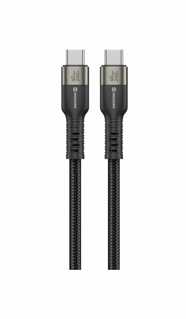Swissten datový video kabel USB 4.0, USB-C, 240W, 8K@60Hz, 40 GB/s, 1,5m, černá