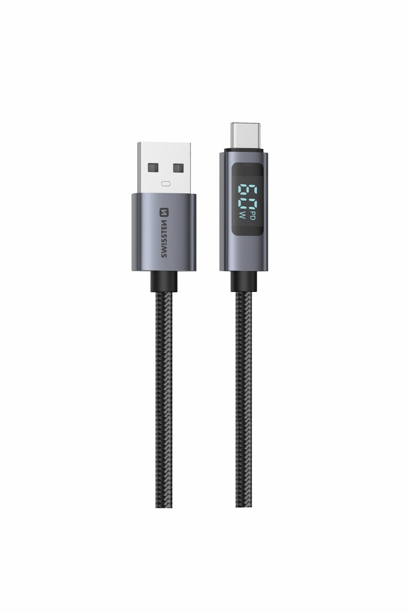 Swissten LCD kabel USB-A / USB-C 1,5m