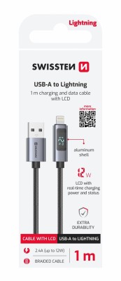 Swissten LCD kabel USB-A / lightning 1m