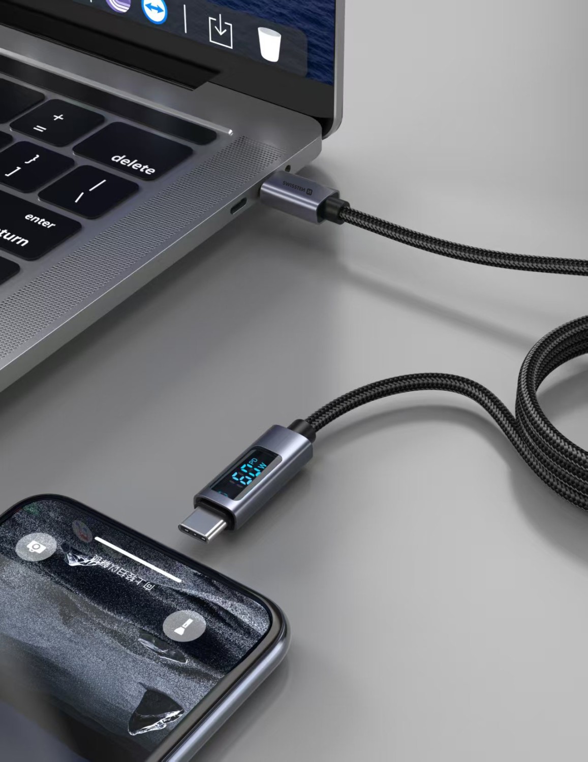 Swissten LCD kabel USB-C / USB-C 1m