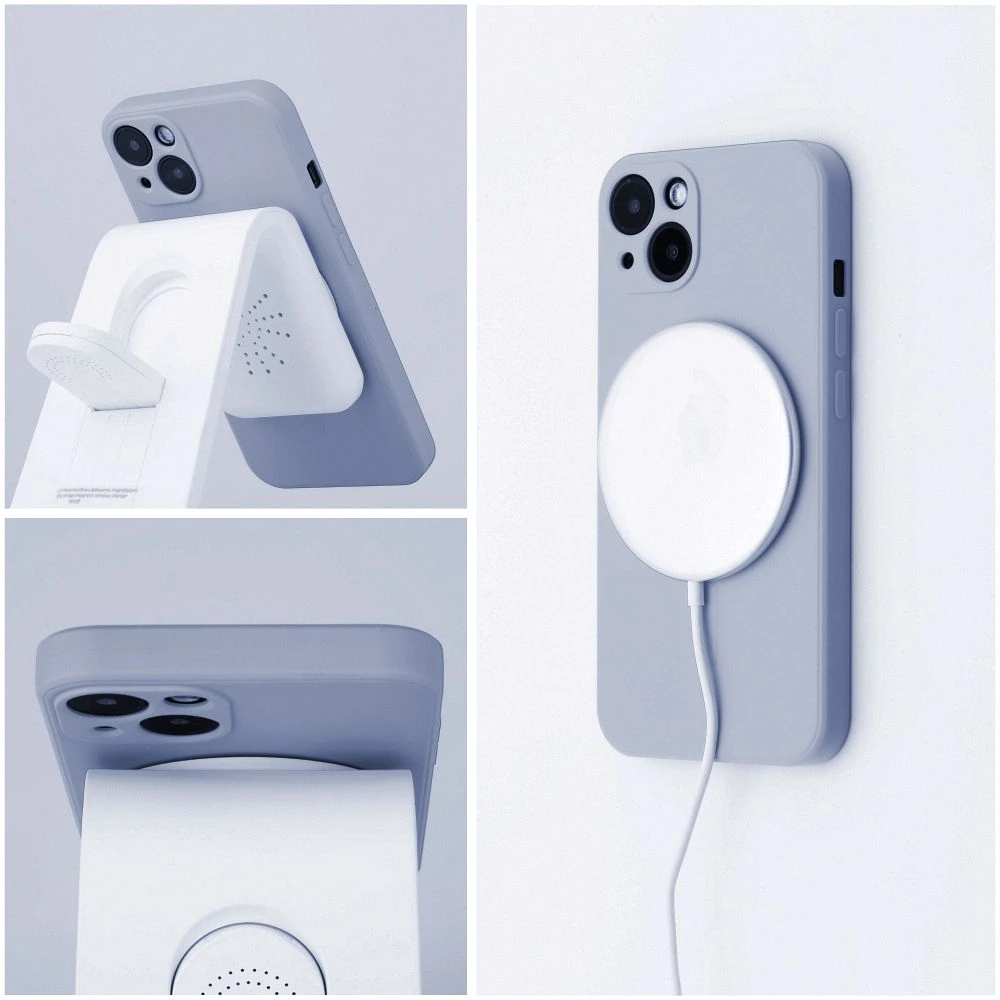 Case for Samsung A37 Silicone Mag Cover compatible with MagSafe light blue
