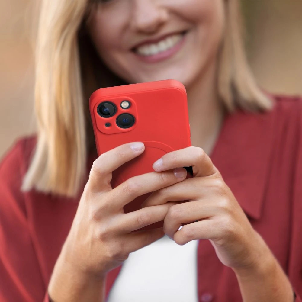 Case for Samsung A37 Silicone Mag Cover compatible with MagSafe red