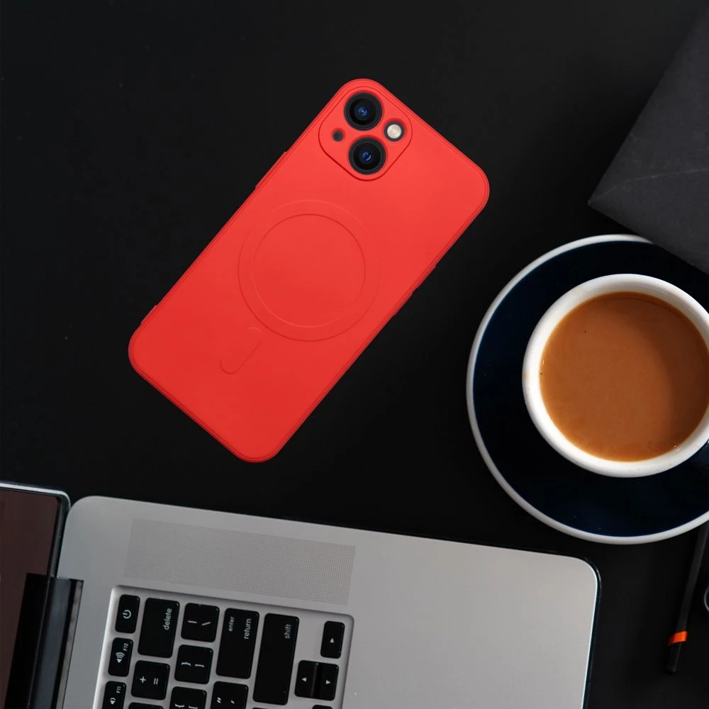 Case for Samsung A37 Silicone Mag Cover compatible with MagSafe red
