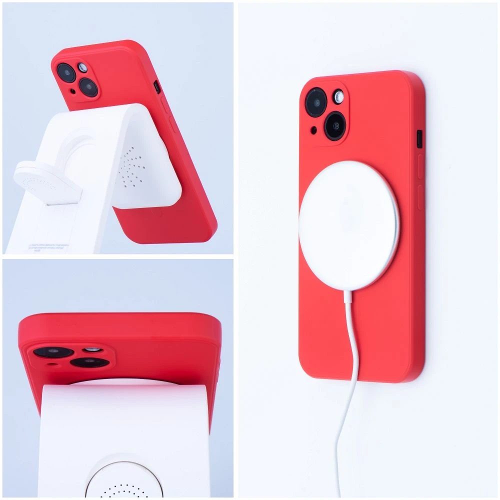 Case for Samsung A57 Silicone Mag Cover compatible with MagSafe red
