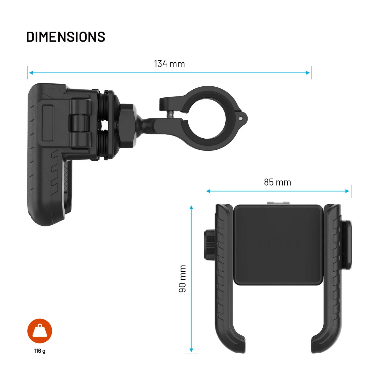 Univerzální držák mobilního telefonu na motorku a kolo FIXED Bikee Anti-Shock s antivibračním modulem, černý