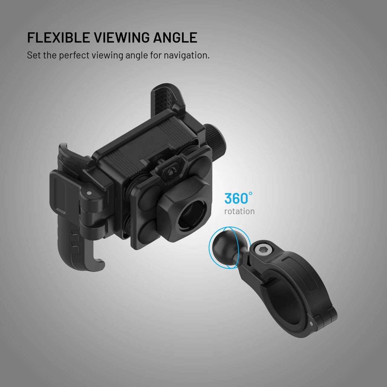 Univerzální držák mobilního telefonu na motorku a kolo FIXED Bikee Anti-Shock s antivibračním modulem, černý