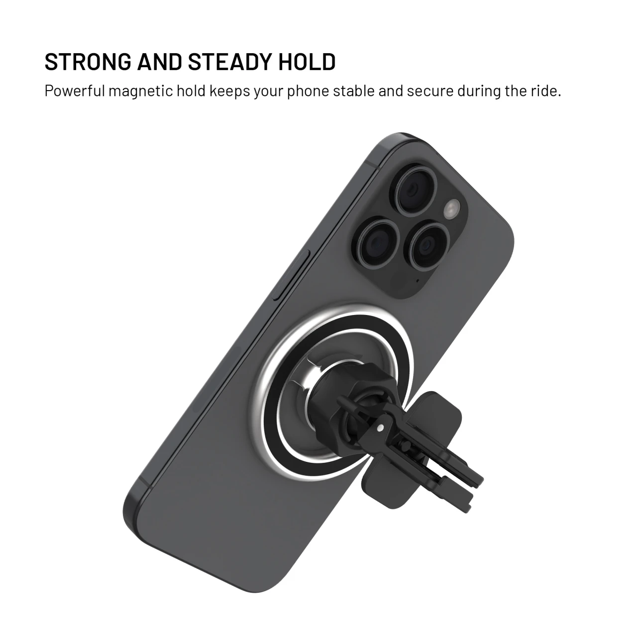 Magnetický kovový držák FIXED MagMount Vent do ventilace s podporou MagSafe, stříbrná