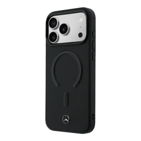 Zadní kryt Mercedes PU Leather 3D MagSafe pro Apple iPhone 17 Pro Max, černá