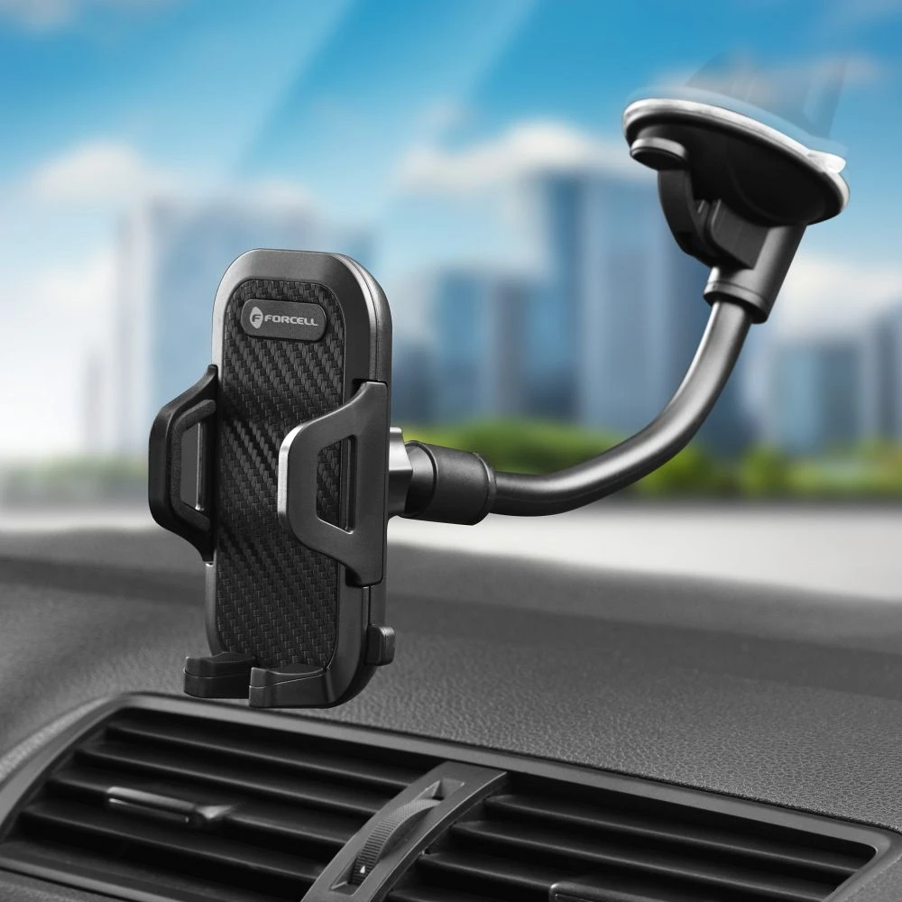 Car phone holder Forcell F-Grip Carbon Bracket arm 17cm windshield black