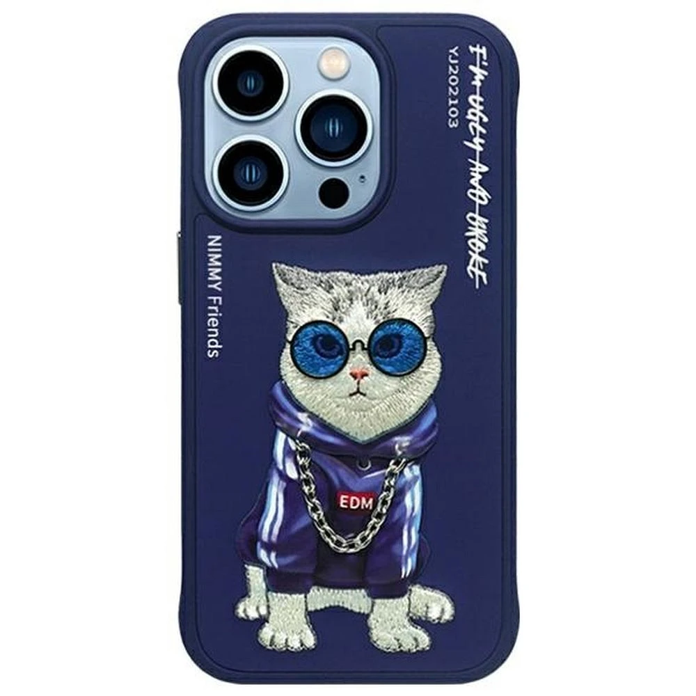 Zadní kryt NIMMY case GLASSES COOL CAT pro Apple IPHONE 15 Pro, modrá