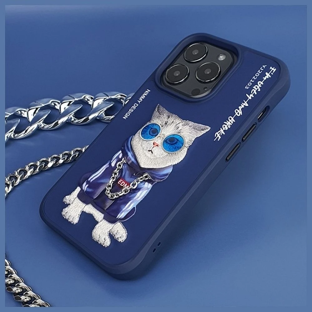 Zadní kryt NIMMY case GLASSES COOL CAT pro Apple IPHONE 15 Pro, modrá