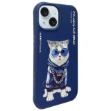 Zadní kryt NIMMY case GLASSES COOL CAT pro Apple IPHONE 15, modrá