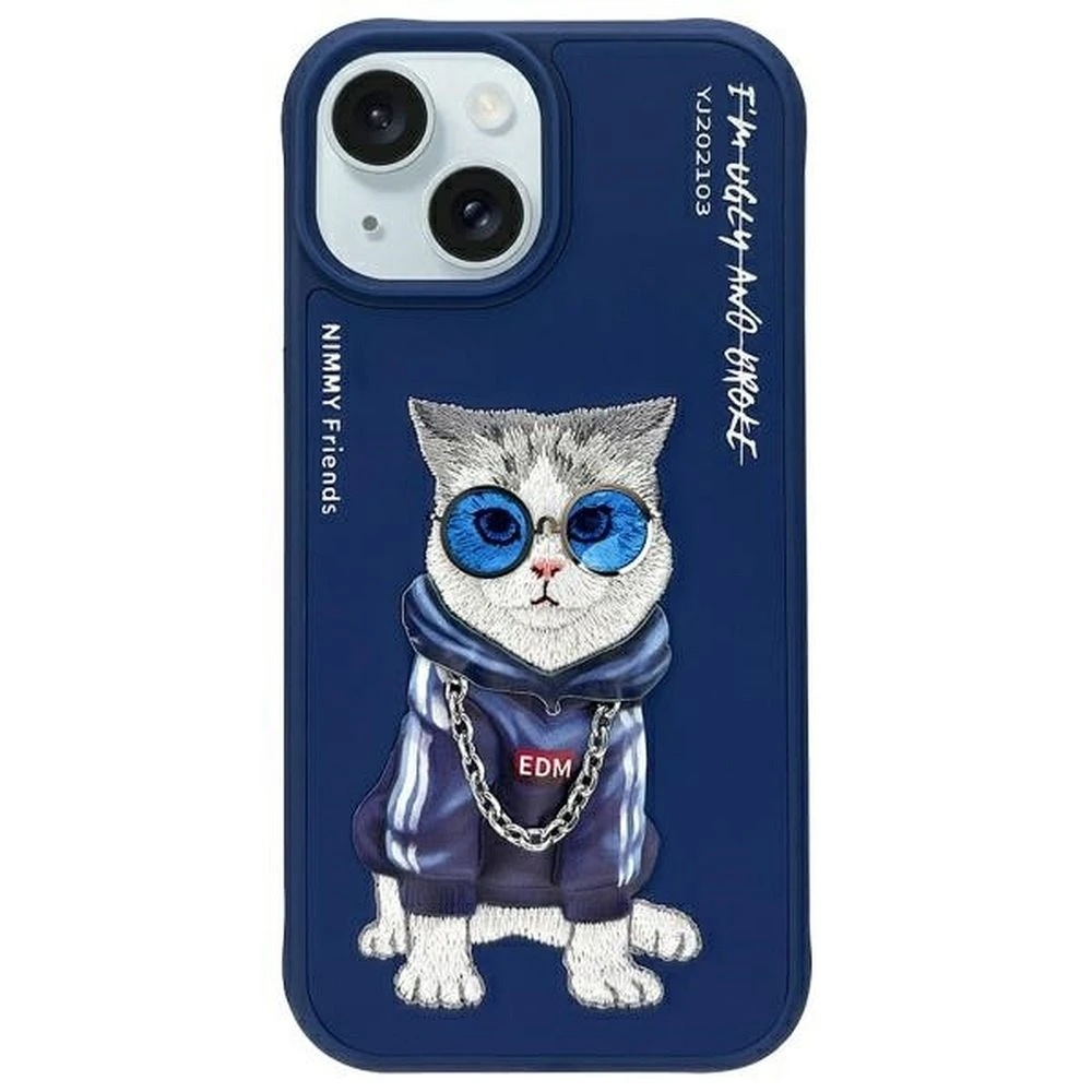 Zadní kryt NIMMY case GLASSES COOL CAT pro Apple IPHONE 15, modrá