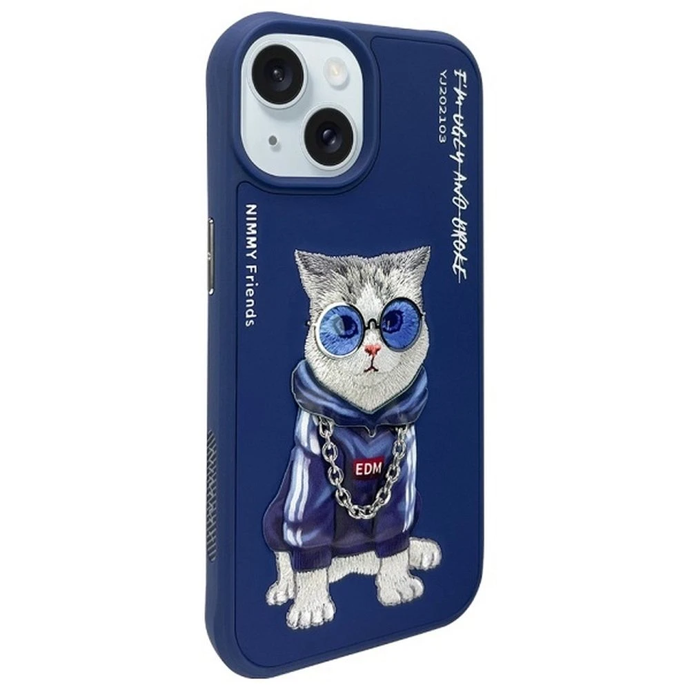 Zadní kryt NIMMY case GLASSES COOL CAT pro Apple IPHONE 15, modrá (obrázek 3)
