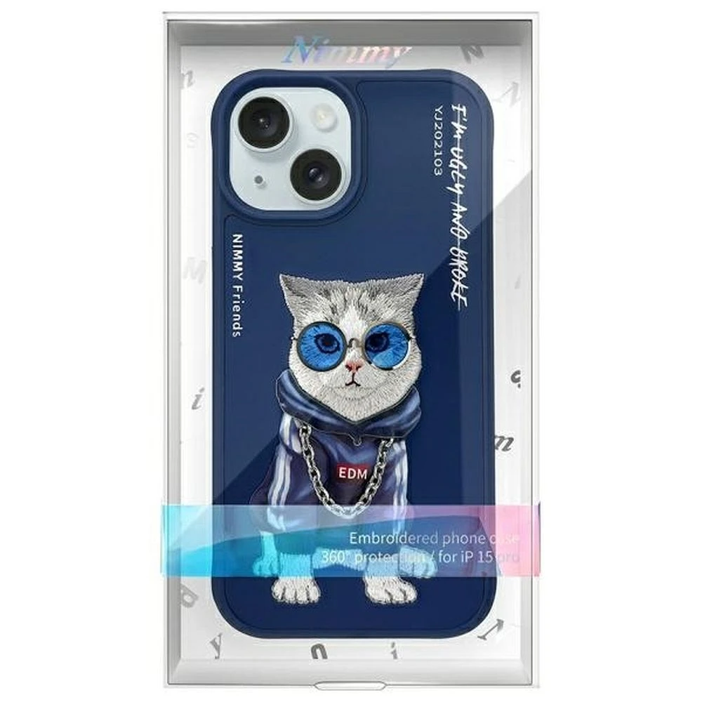 Zadní kryt NIMMY case GLASSES COOL CAT pro Apple IPHONE 15, modrá (obrázek 4)