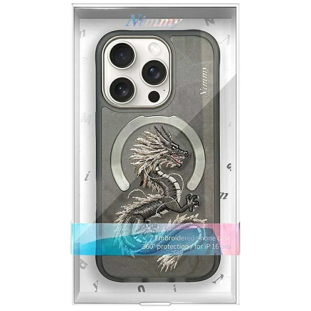Zadní kryt NIMMY case DRAGON MagSafe pro Apple IPHONE 16 Pro, šedá