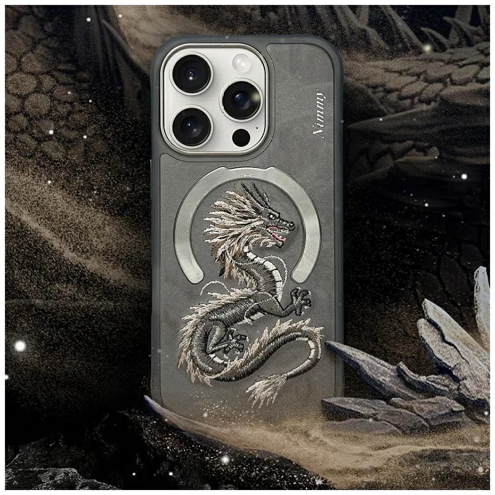 Zadní kryt NIMMY case DRAGON MagSafe pro Apple IPHONE 16 Pro, šedá