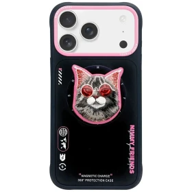 Zadní kryt NIMMY case GLASSES COOL CAT MagSafe pro Apple IPHONE 17 Pro, black pink