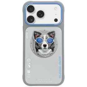 Zadní kryt NIMMY case GLASSES COOL DOG MagSafe pro Apple IPHONE 17 Pro, šedá