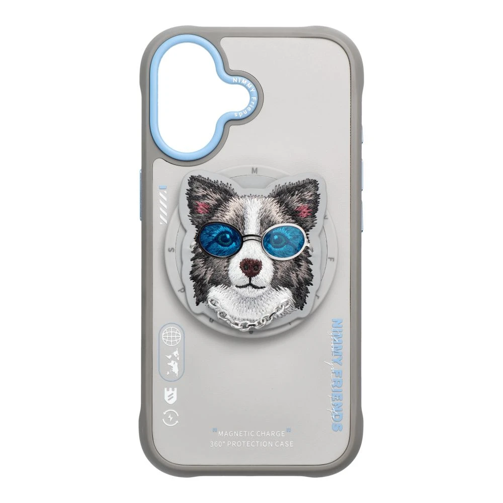 Zadní kryt NIMMY case GLASSES COOL DOG MagSafe pro Apple IPHONE 17, šedá