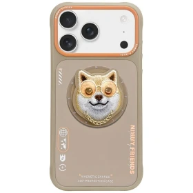 Zadní kryt NIMMY case GLASSES COOL DOG MagSafe pro Apple IPHONE 17 Pro, béžová