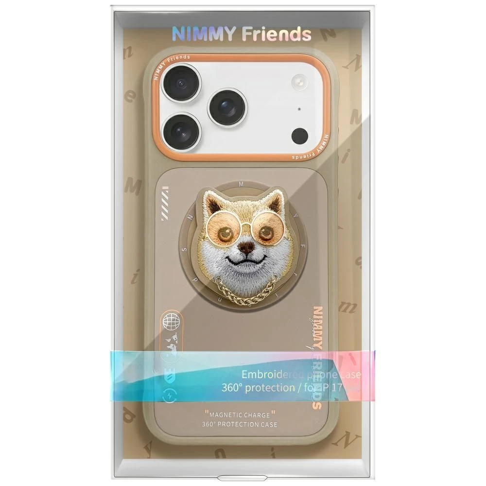 Zadní kryt NIMMY case GLASSES COOL DOG MagSafe pro Apple IPHONE 17 Pro, béžová