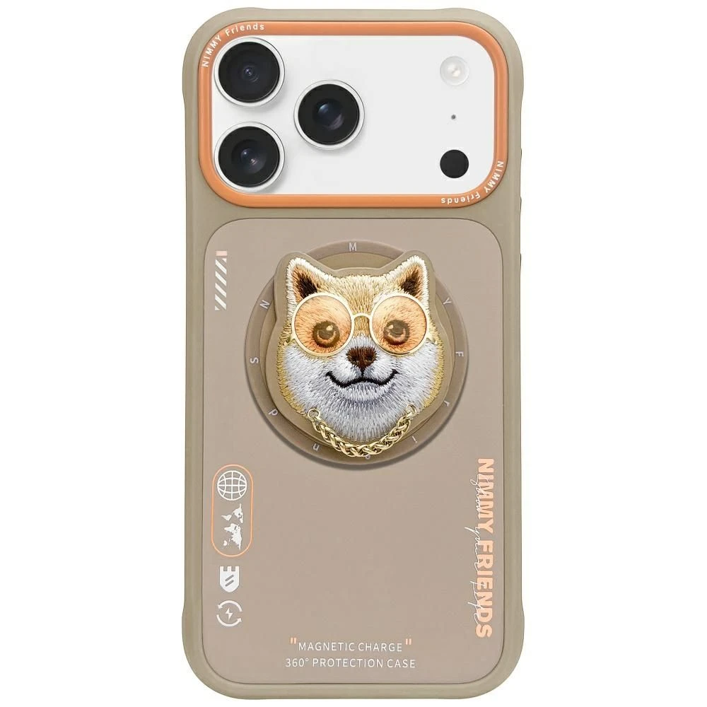 Zadní kryt NIMMY case GLASSES COOL DOG MagSafe pro Apple IPHONE 17 Pro Max, béžová