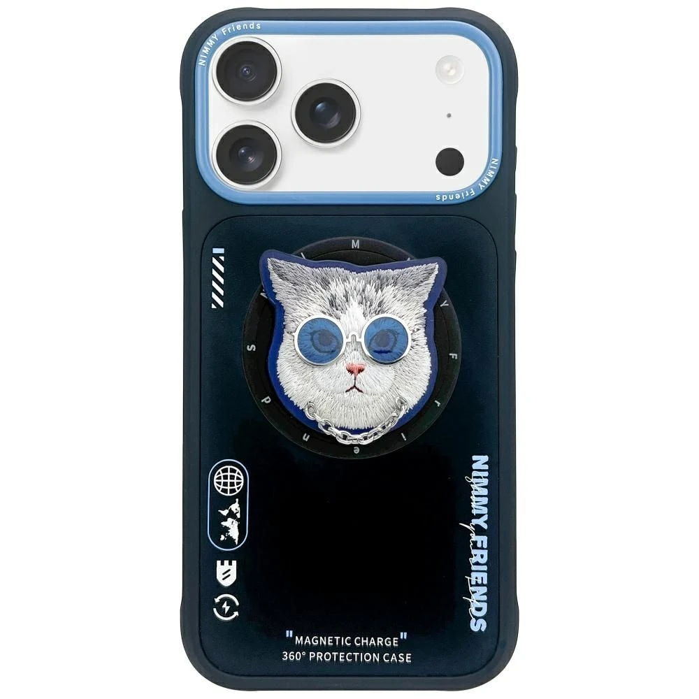 Zadní kryt NIMMY case GLASSES COOL CAT MagSafe pro Apple IPHONE 17 Pro, black blue