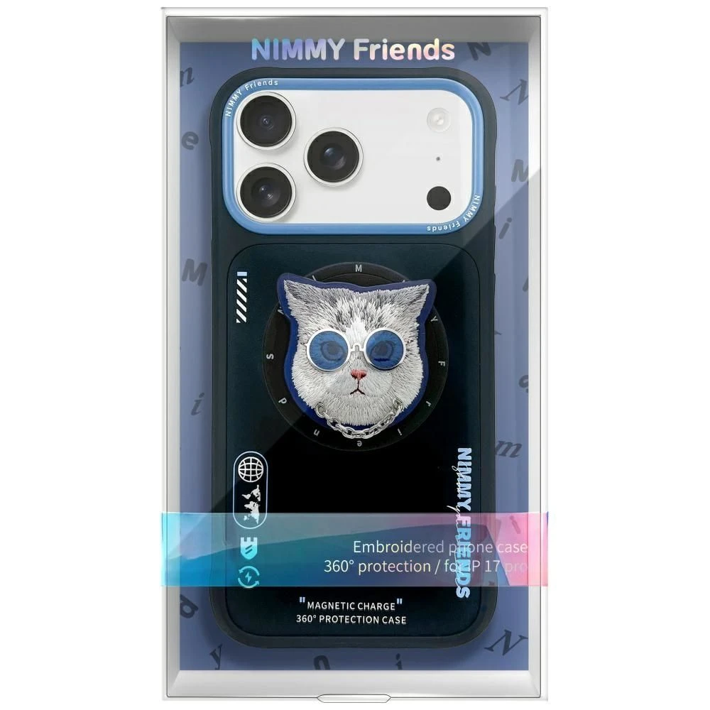 Zadní kryt NIMMY case GLASSES COOL CAT MagSafe pro Apple IPHONE 17 Pro, black blue