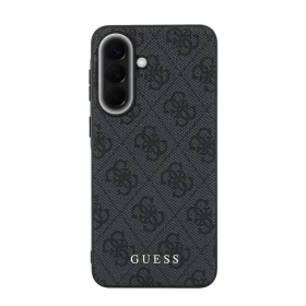 Zadní kryt Guess PU 4G Metal Classic Logo pro Samsung Galaxy A57, šedá