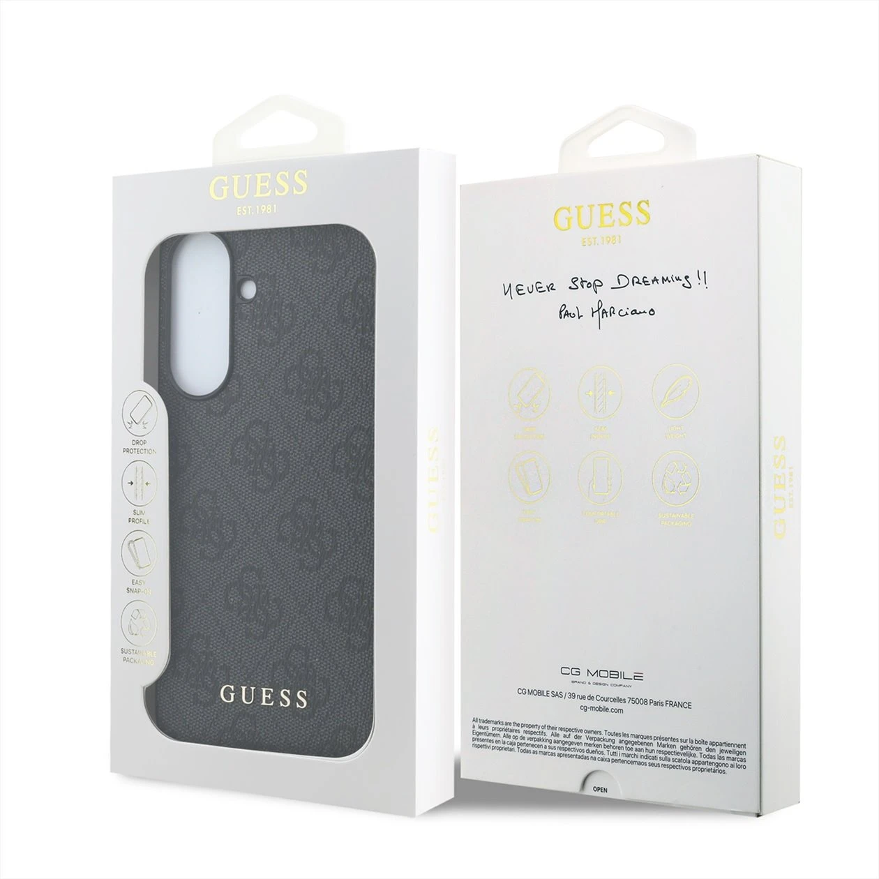 Guess PU 4G Metal Classic Logo Zadní Kryt pro Samsung Galaxy A57 Grey