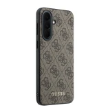 Guess PU 4G Metal Classic Logo Zadní Kryt pro Samsung Galaxy A37 Brown