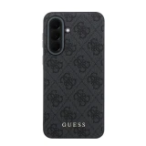 Guess PU 4G Metal Classic Logo Zadní Kryt pro Samsung Galaxy A37 Grey